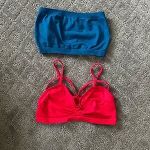 Set of 2 Women’s One Size Red & Blue Bandeau Bralette Bras